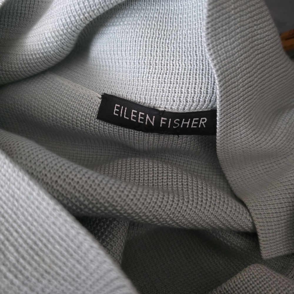 Eileen Fisher Silk Blend Cardigan Womens M Light Sea Green Preppy Coastal - Picture 8 of 12